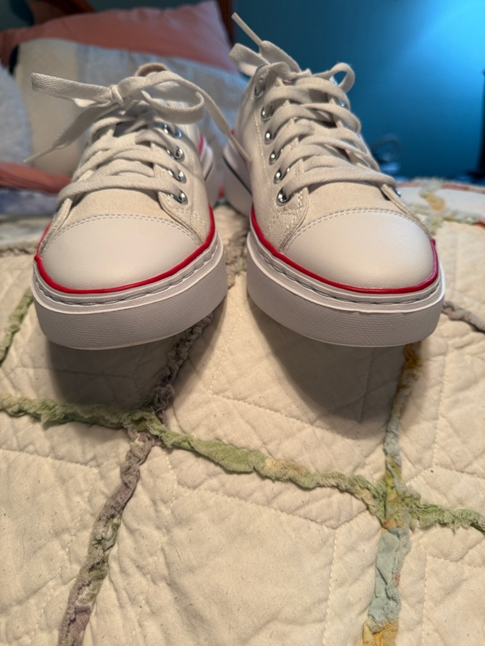Skechers Women's White Low-Top Sneakers with Red Details - Picture 6 of 7